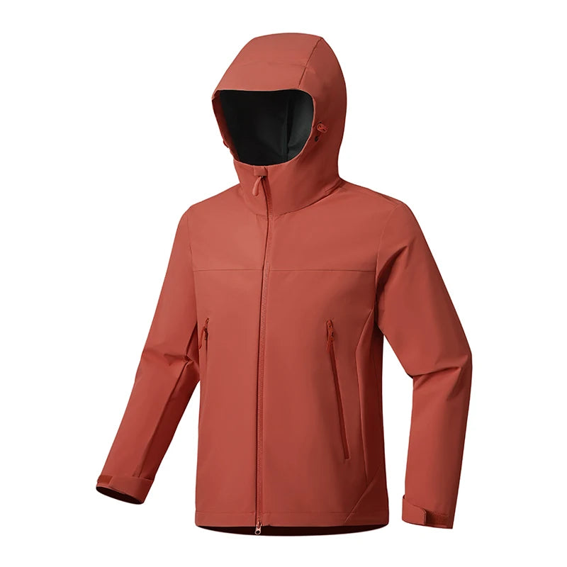 Hooded Long Sleeve Full Zip Outdoor Hiking Jacket with Pockets