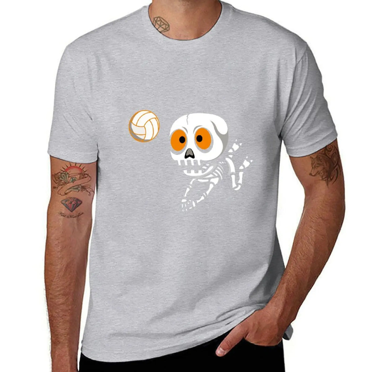 Skeleton Volleyball Graphic Short Sleeve T-shirt For Sports Outfits