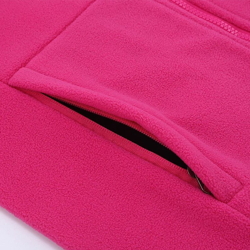 Long Sleeve Full Zip Fleece Outdoor Jacket with Pockets