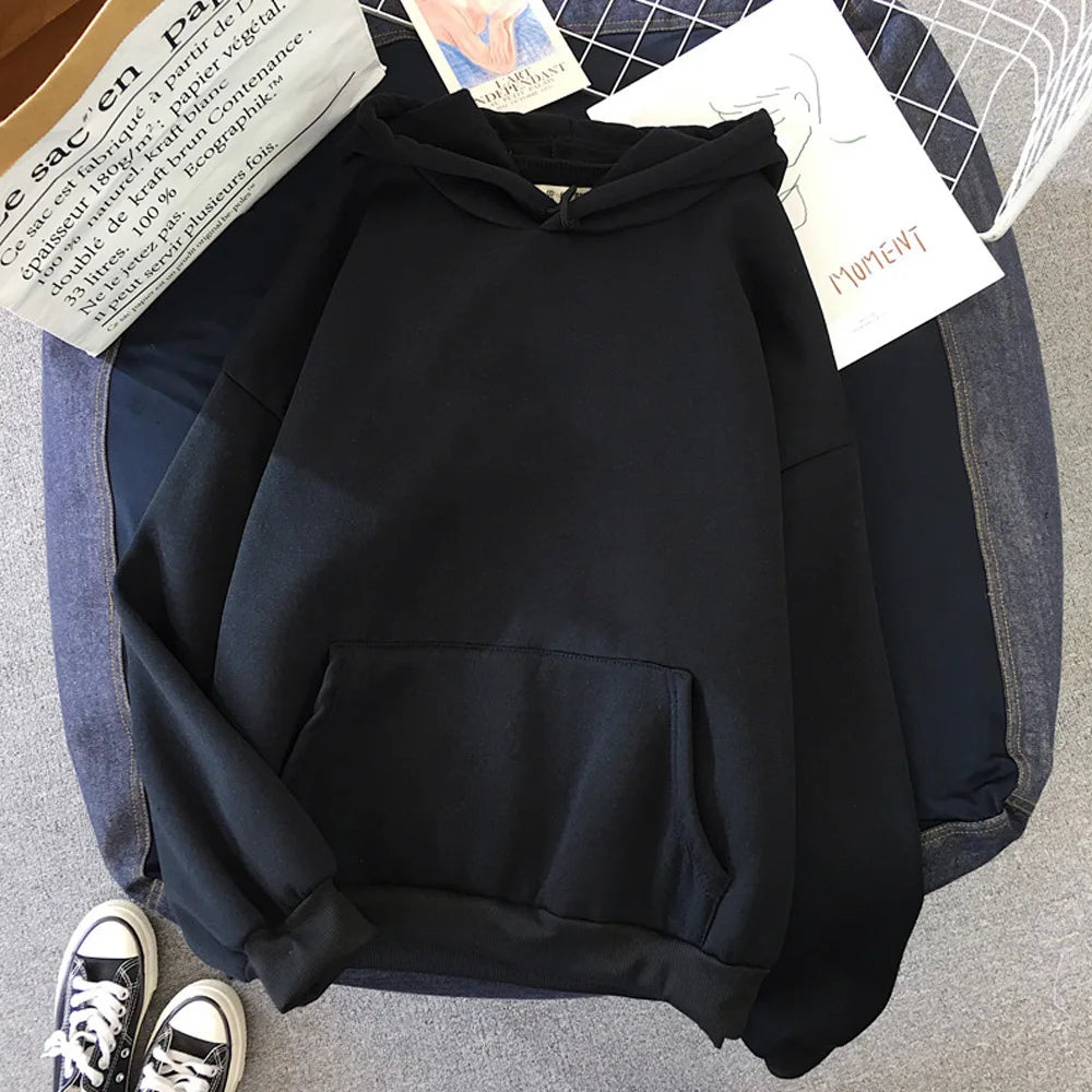 Long Sleeve Casual Hooded Sweatshirt with Relaxed Streetwear Styling