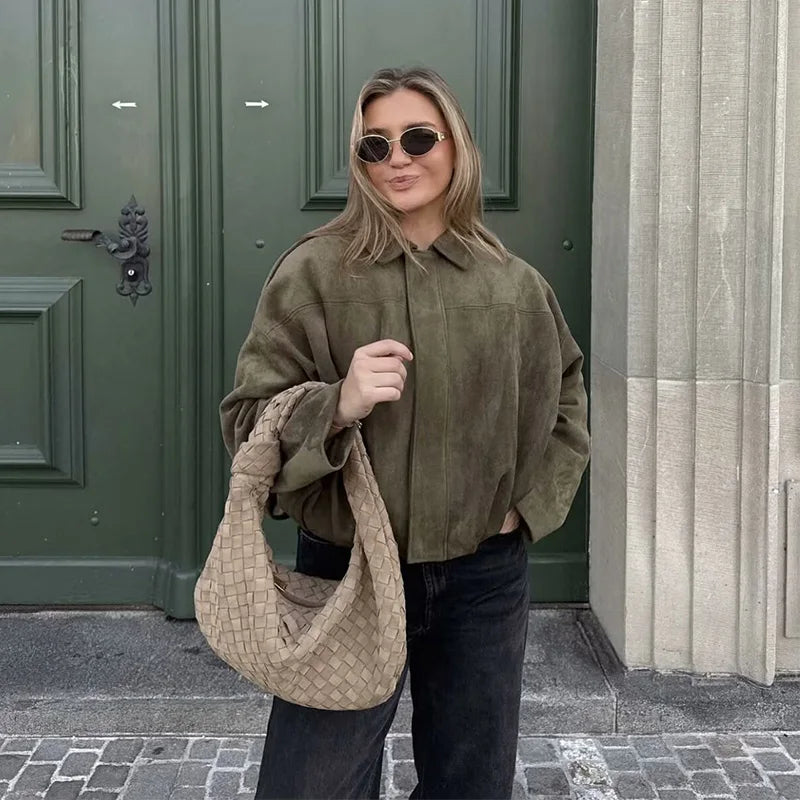 Women's Long-Sleeve Zip-Front Bomber Jacket