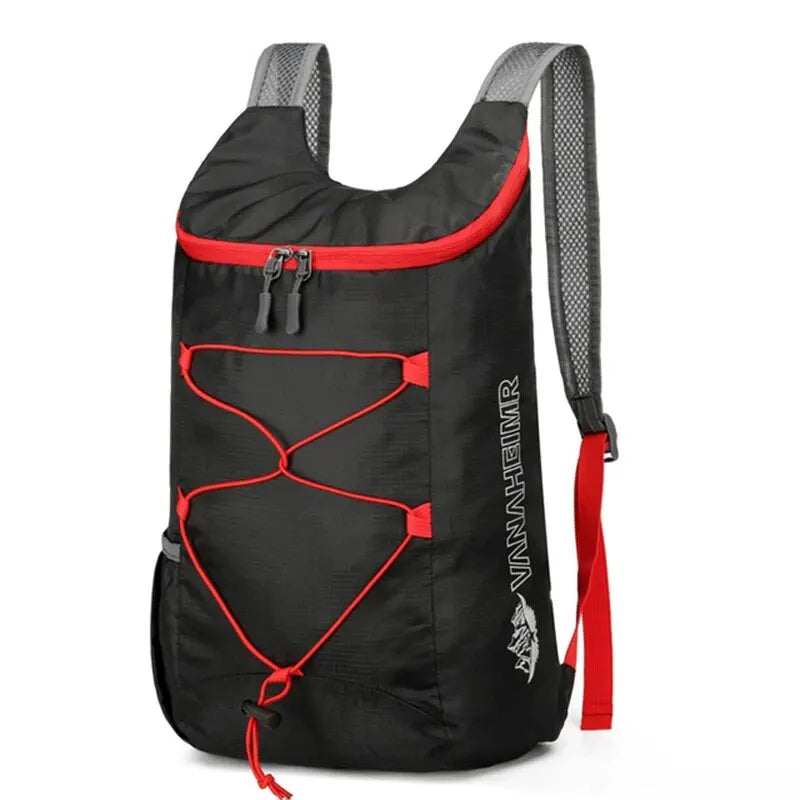 Foldable Outdoor Backpack with Front Cord and Side Pockets
