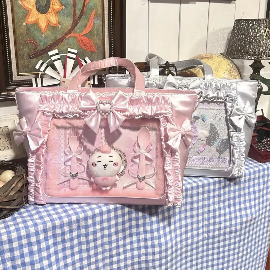 Decorative Display Tote Bag with Transparent Front Pocket