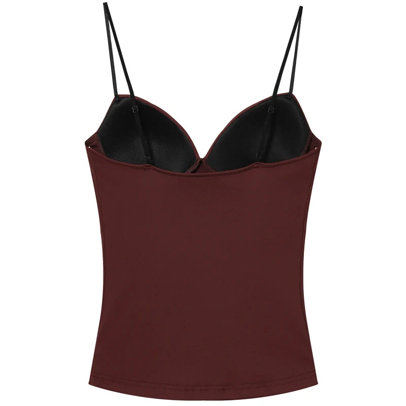 Women's Sweetheart Polyester Camisole with Shaped Cups and Thin Shoulder Straps