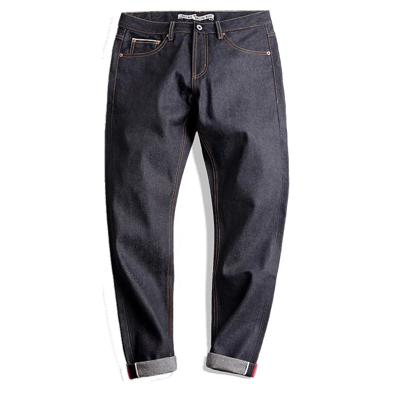 Men's Embroidered Straight Leg Denim Jeans for Casual Everyday Wear