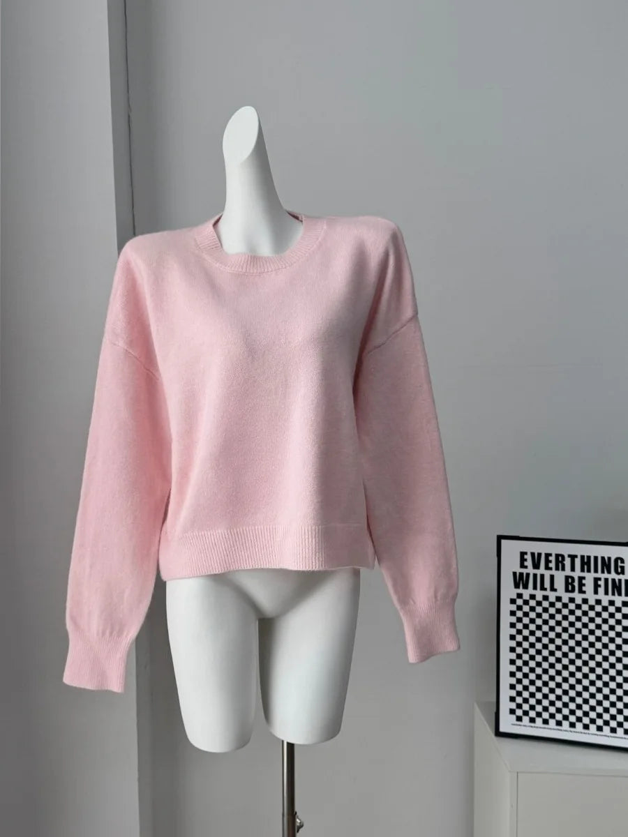 Women's Loose Crew Neck Chunky Knit Sweater Casual Knit Layer