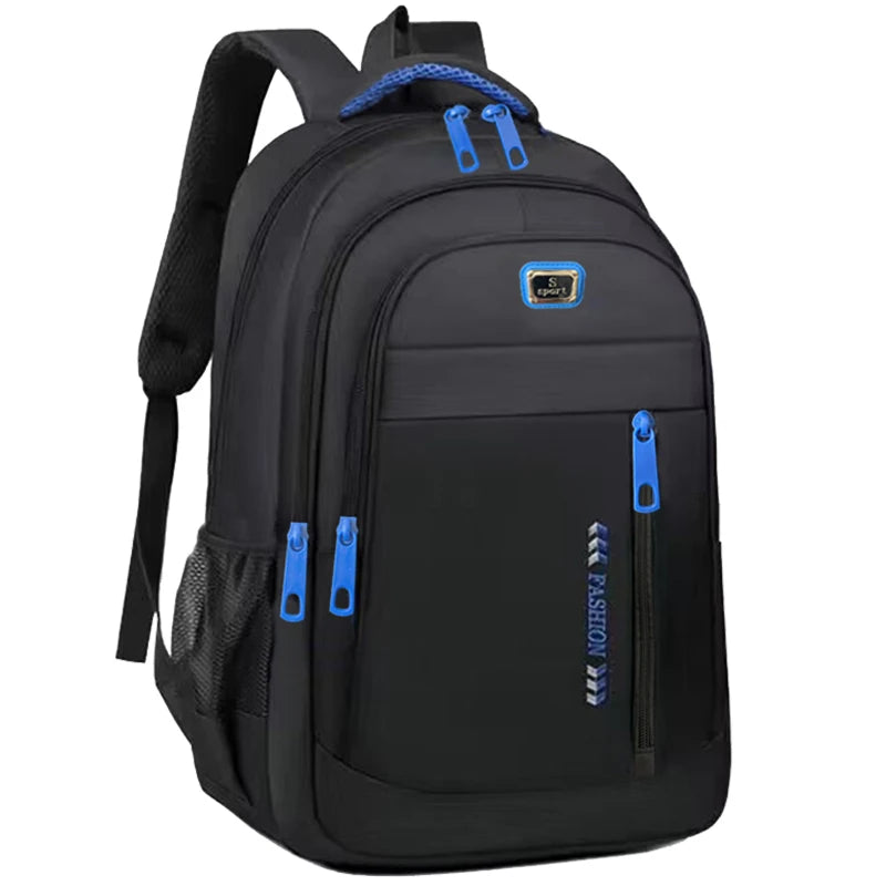 Student Commuter Backpack with Layered Front Pockets and Contrast Zipper Details