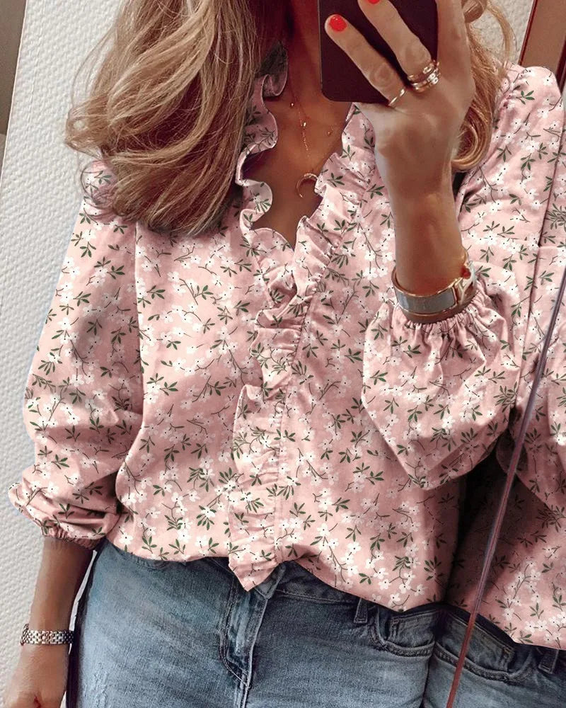 Women's Ruffled Long Sleeve Shirt