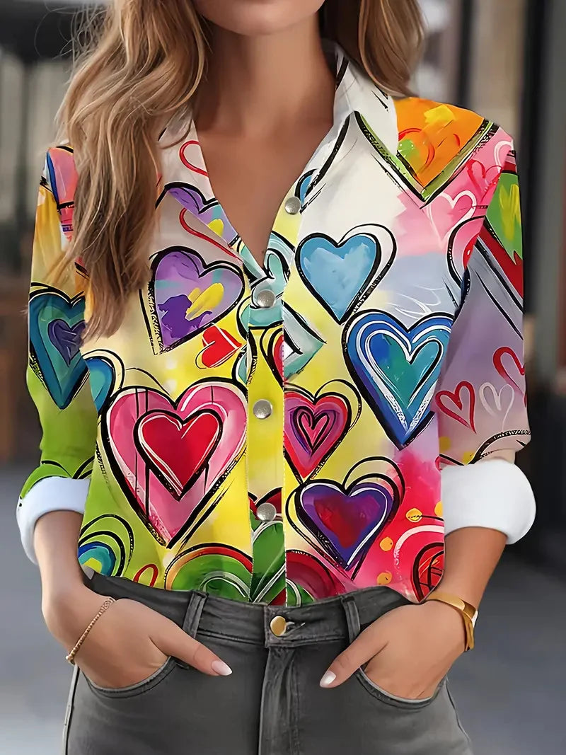 Women's Printed Button Front Shirt in Assorted Designs