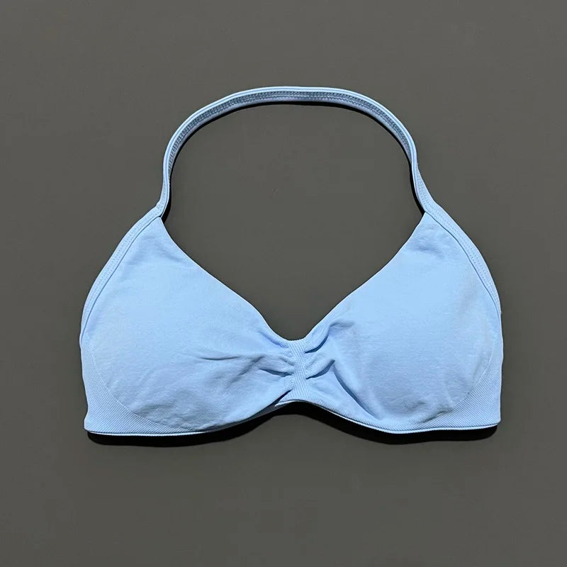 Women's Ruched Halter Neck Sports Bra