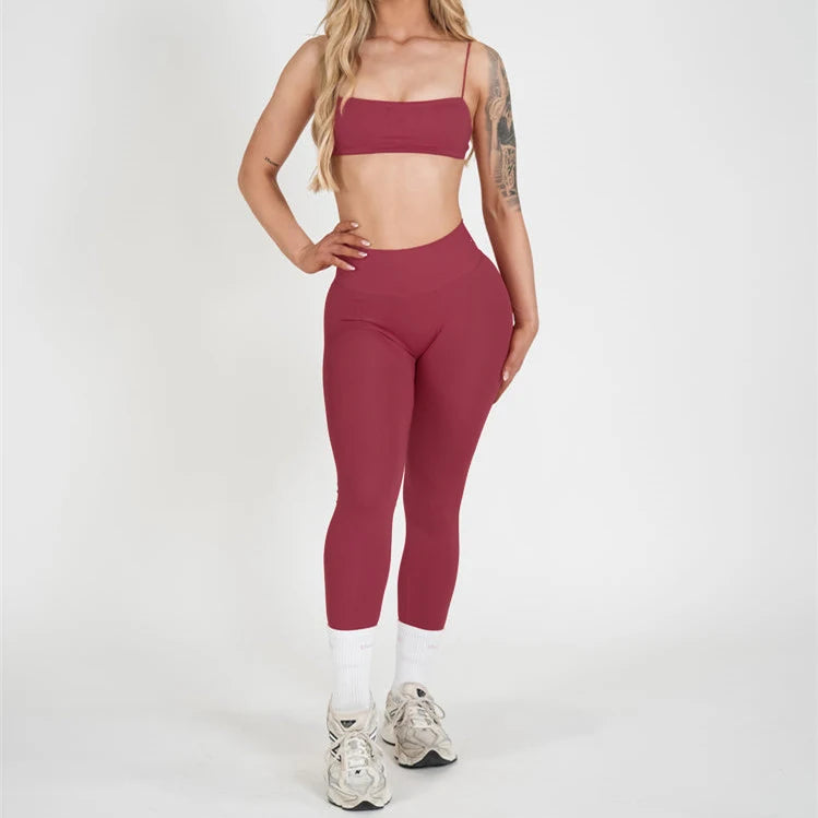 Women's Variable Sleeve Top And Bottoms Yoga Set