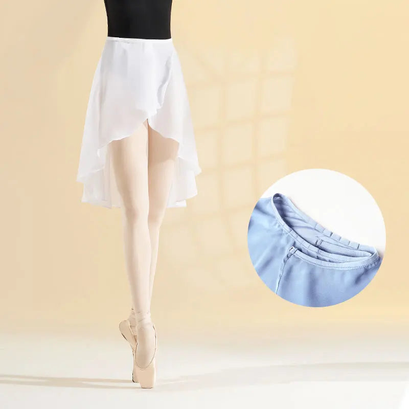 Women's Long Chiffon Ballet Wrap Skirt with Adjustable Buckle Waist