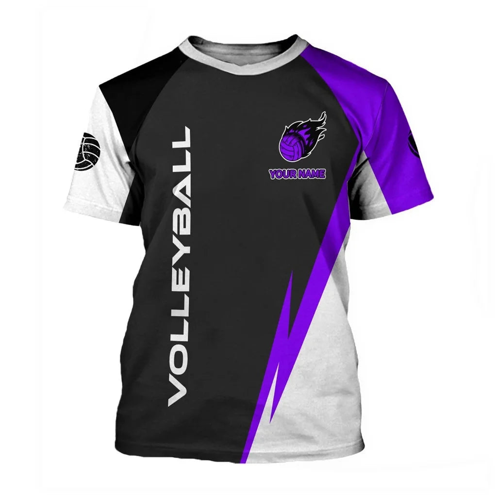 Volleyball Graphic Short Sleeve Crew Neck Sports T Shirt