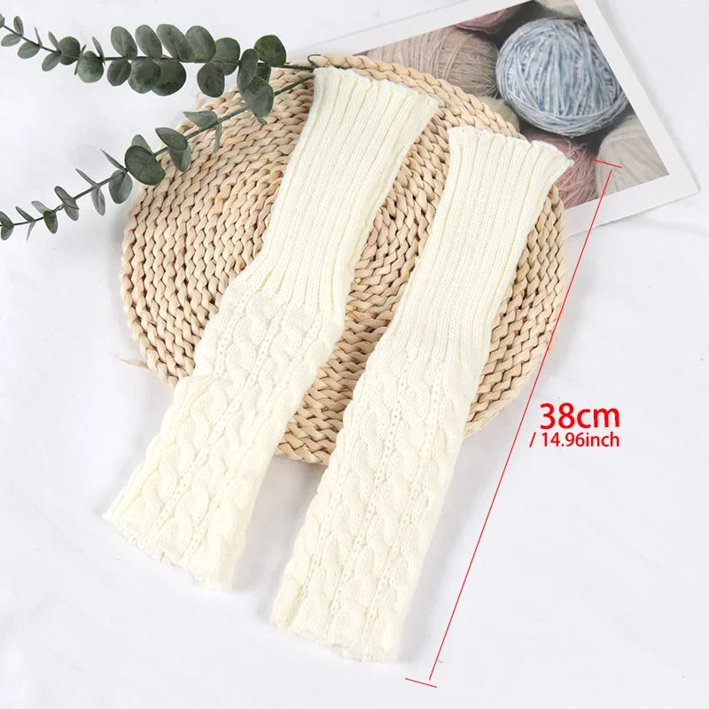 Cable Knit Leg Warmers with Decorative Bow and Pom Details