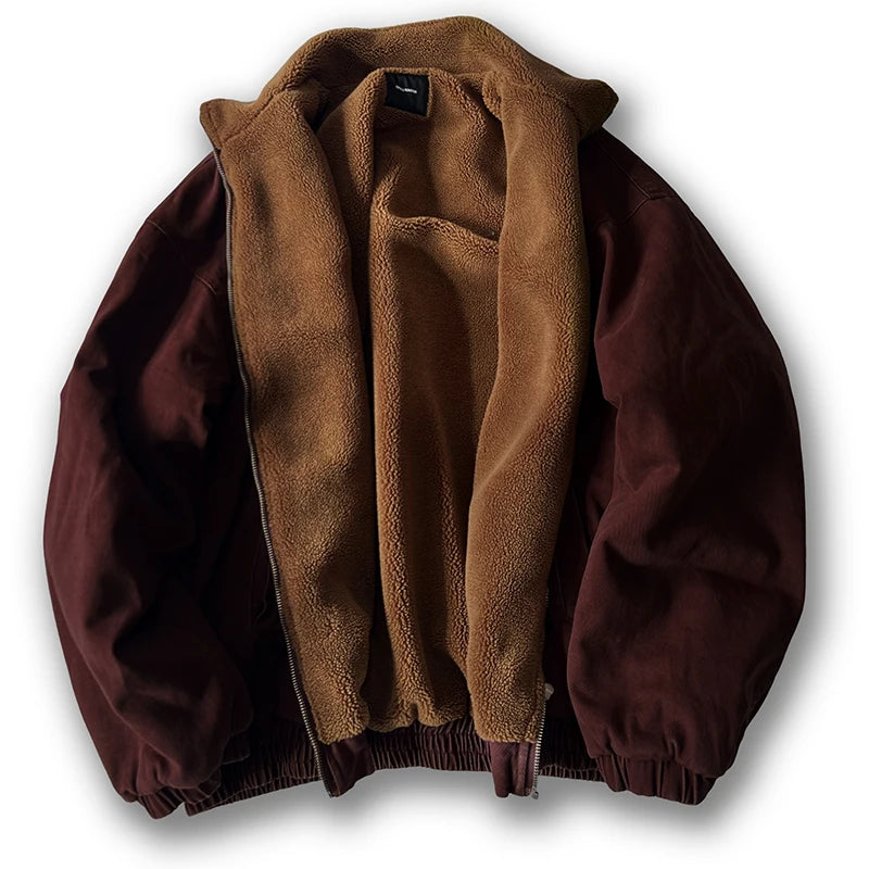 Men's Fleece Look Lined Zip Front Bomber Jacket