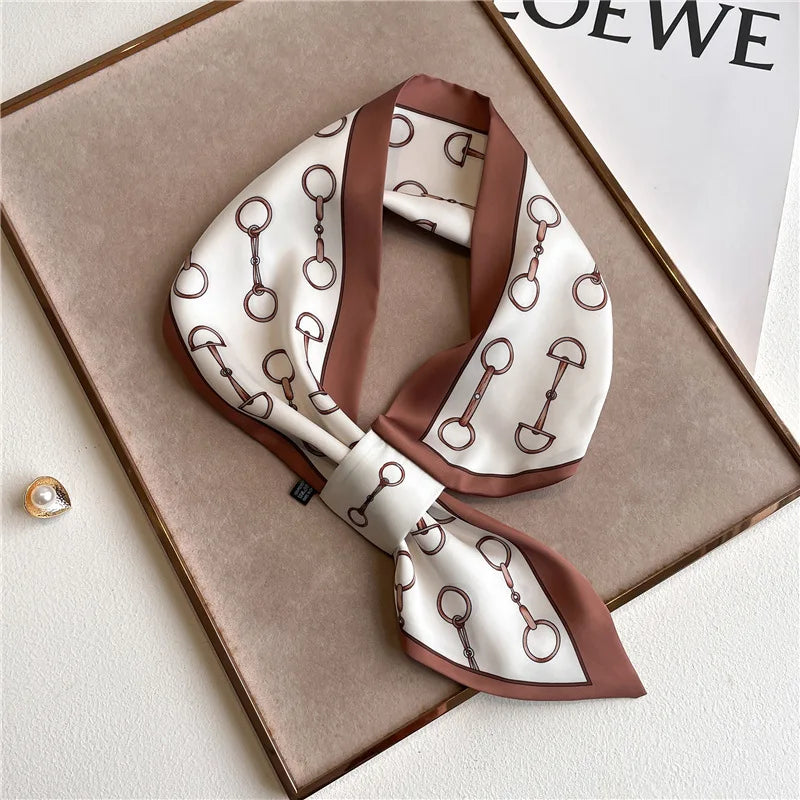 Printed Narrow Neckerchief Scarf with Pointed Tie Ends