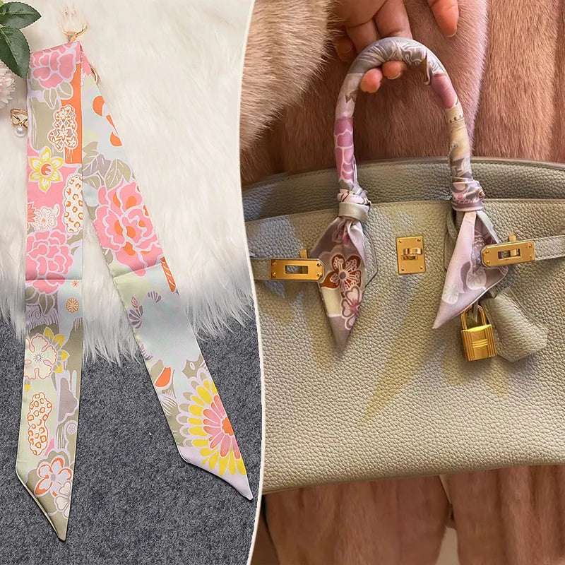 Printed Skinny Scarf for Neck and Bag Handle Styling