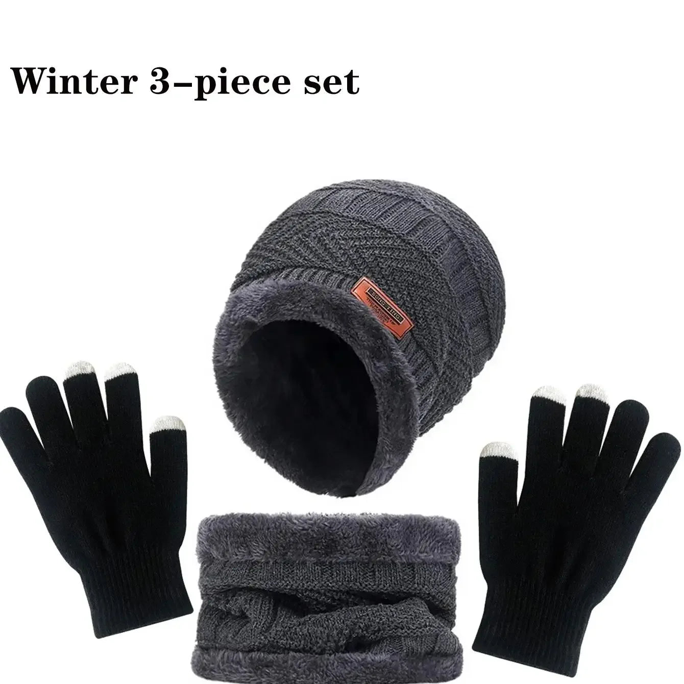 Knitted Beanie with Neck Warmer and Glove Style Options