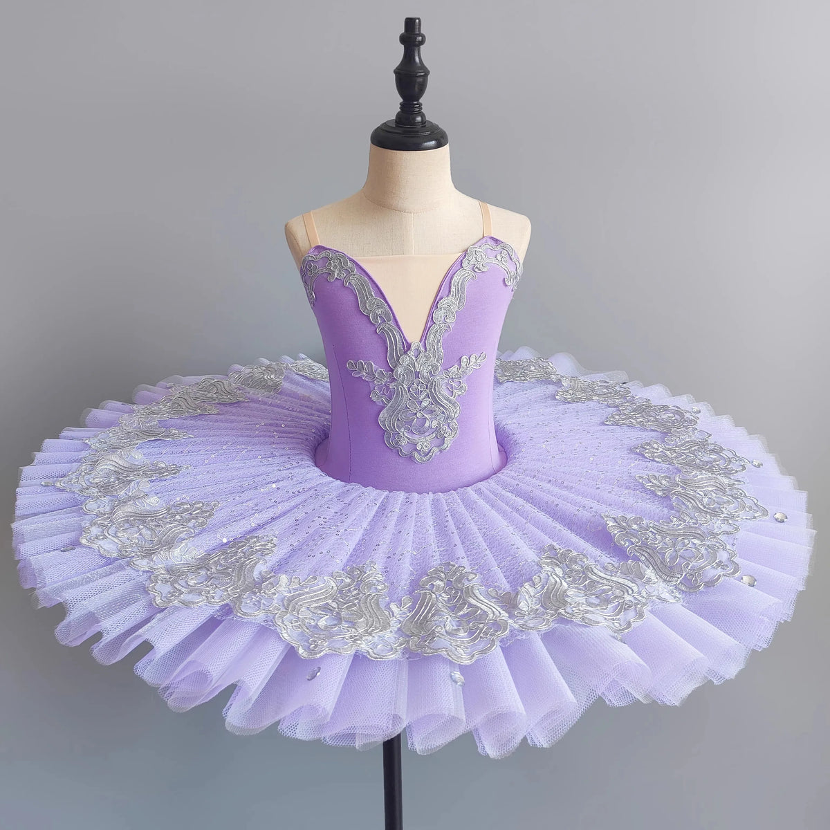 Girls' Pancake Ballet Tutu Dress with Decorated Bodice and Height-Based Sizes