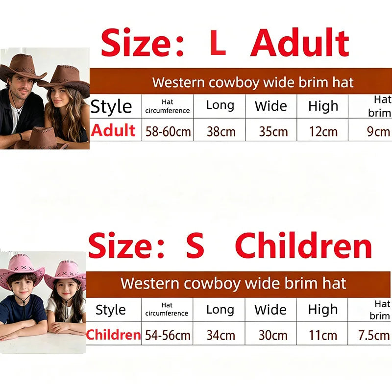 Wide Brim Cowboy Hat with Decorative Edge Stitching