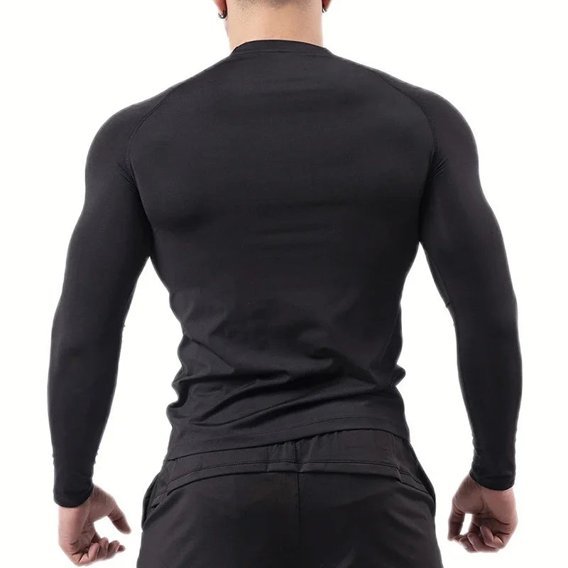 Fitted Crew Neck Long Sleeve Compression T Shirt