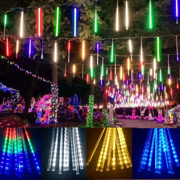 Solar LED Meteor Shower Rain Lights Holiday String Lights Waterproof Garden Light 8 Tubes 144 Leds Christmas Wedding Decoration