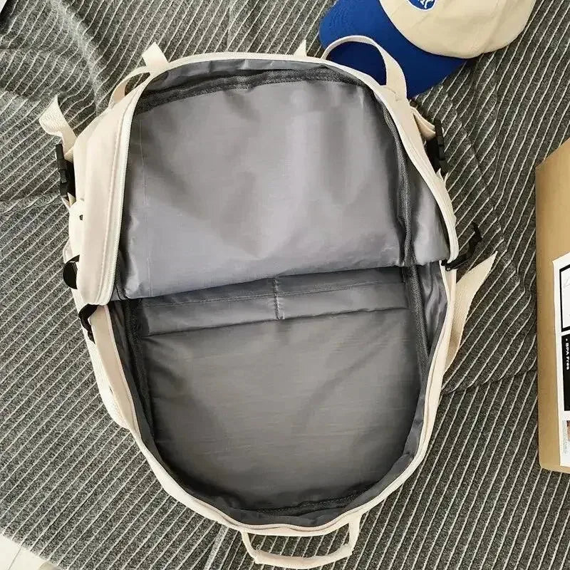 Casual Multi-Pocket Backpack with Buckle Detail for School and Commuting