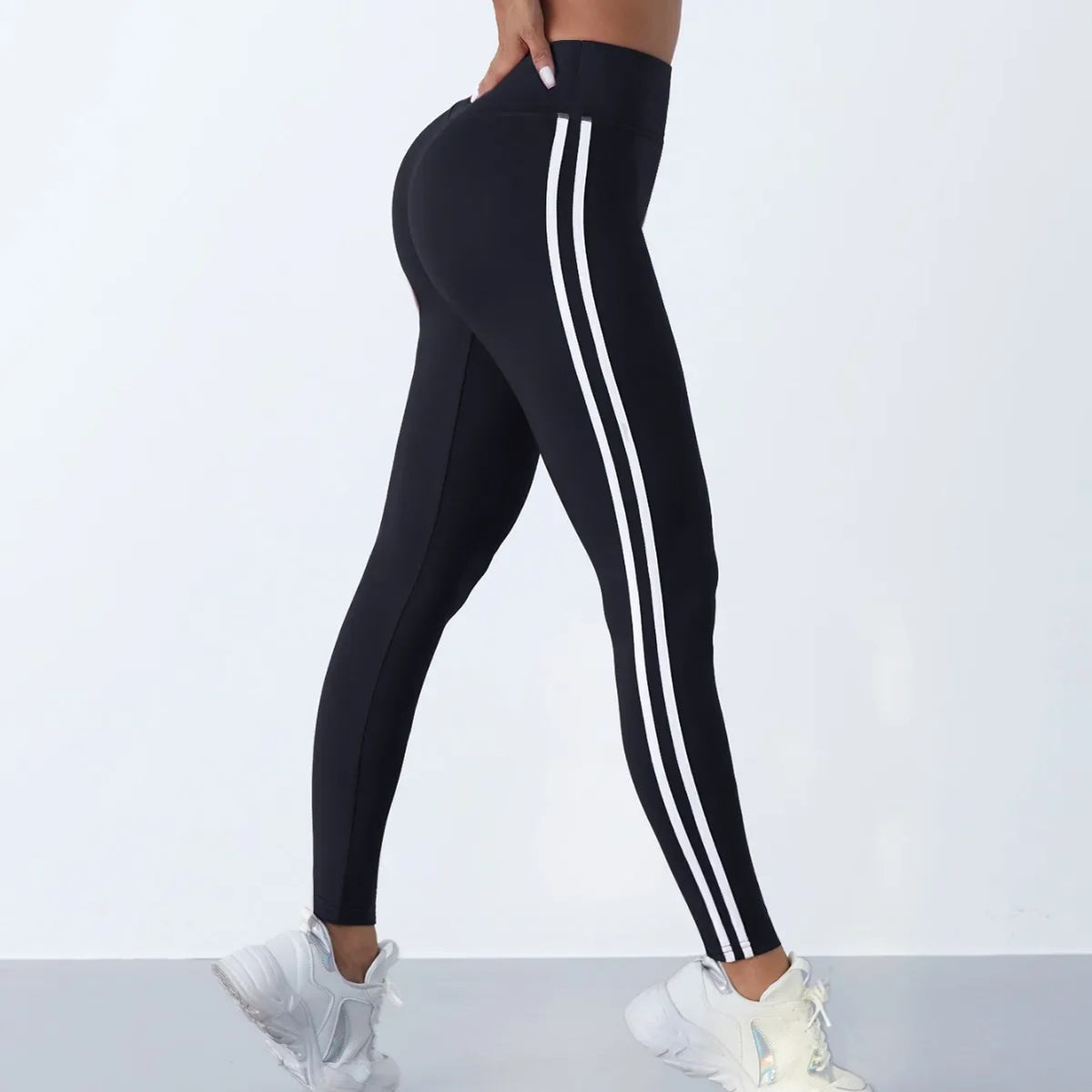Women's Striped Full Length Leggings For Workout Outfits