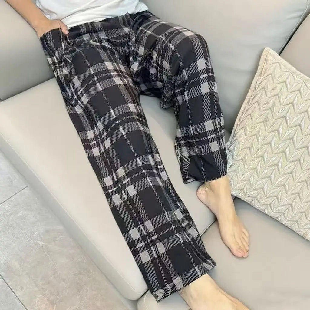 Men's Patterned Elastic Waist Straight Leg Pajama Pants