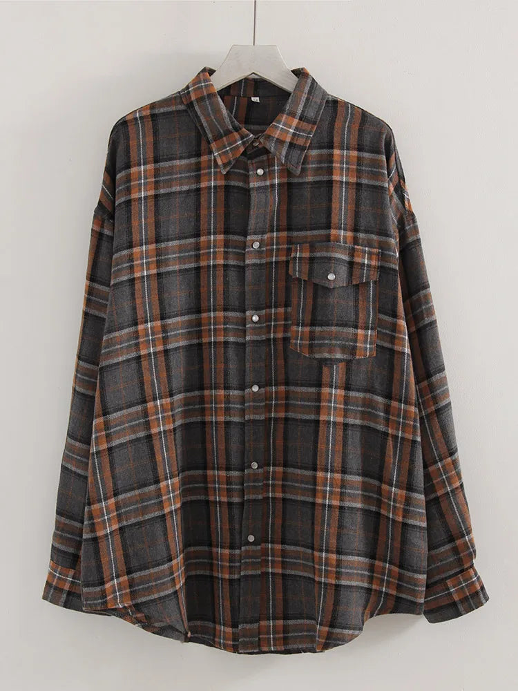 Women's Checked Collared Long Sleeve Shirt