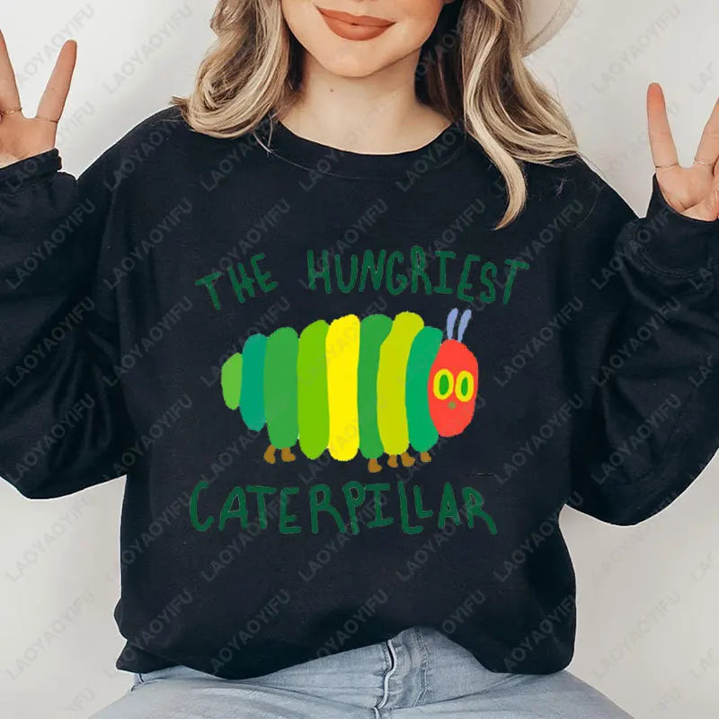Caterpillar Graphic Long Sleeve Pullover Casual Sweatshirt for Layering