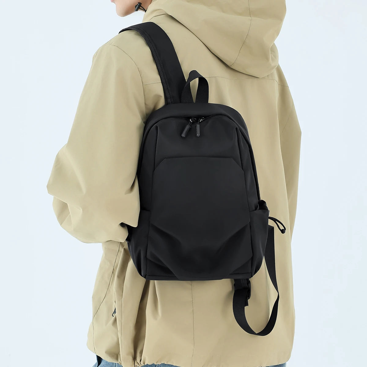 Compact Casual Backpack with Zipper Opening and Twin Shoulder Carry Straps