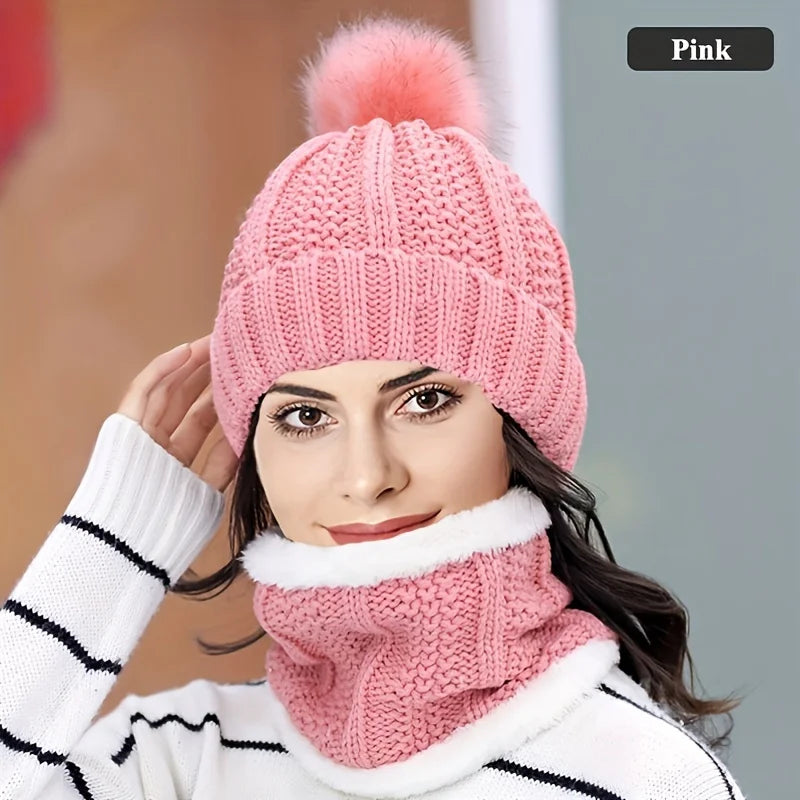 Winter Hat Scarf and Gloves Set with Two or Three-Piece Options