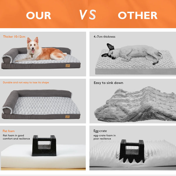 Waterproof Plush Dog Bed Warm Cat Cozy Lounger Foam Self-Warming Pet Cuddler Machine Washable Puppy Bed
