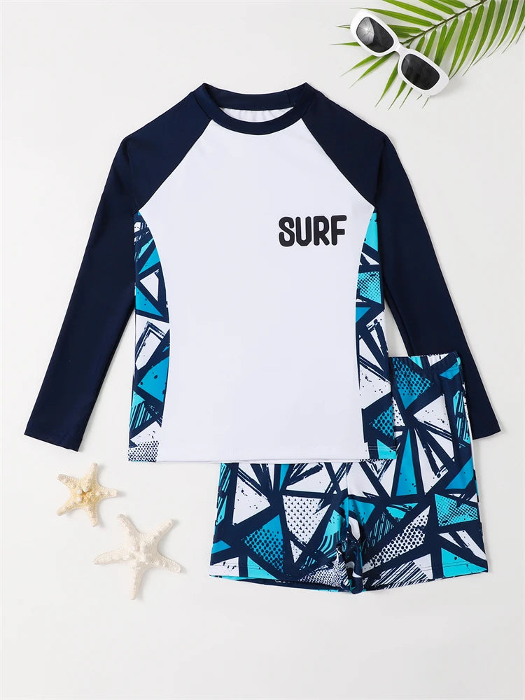 Boys' Long Sleeve Rash Guard and Swim Shorts Selection