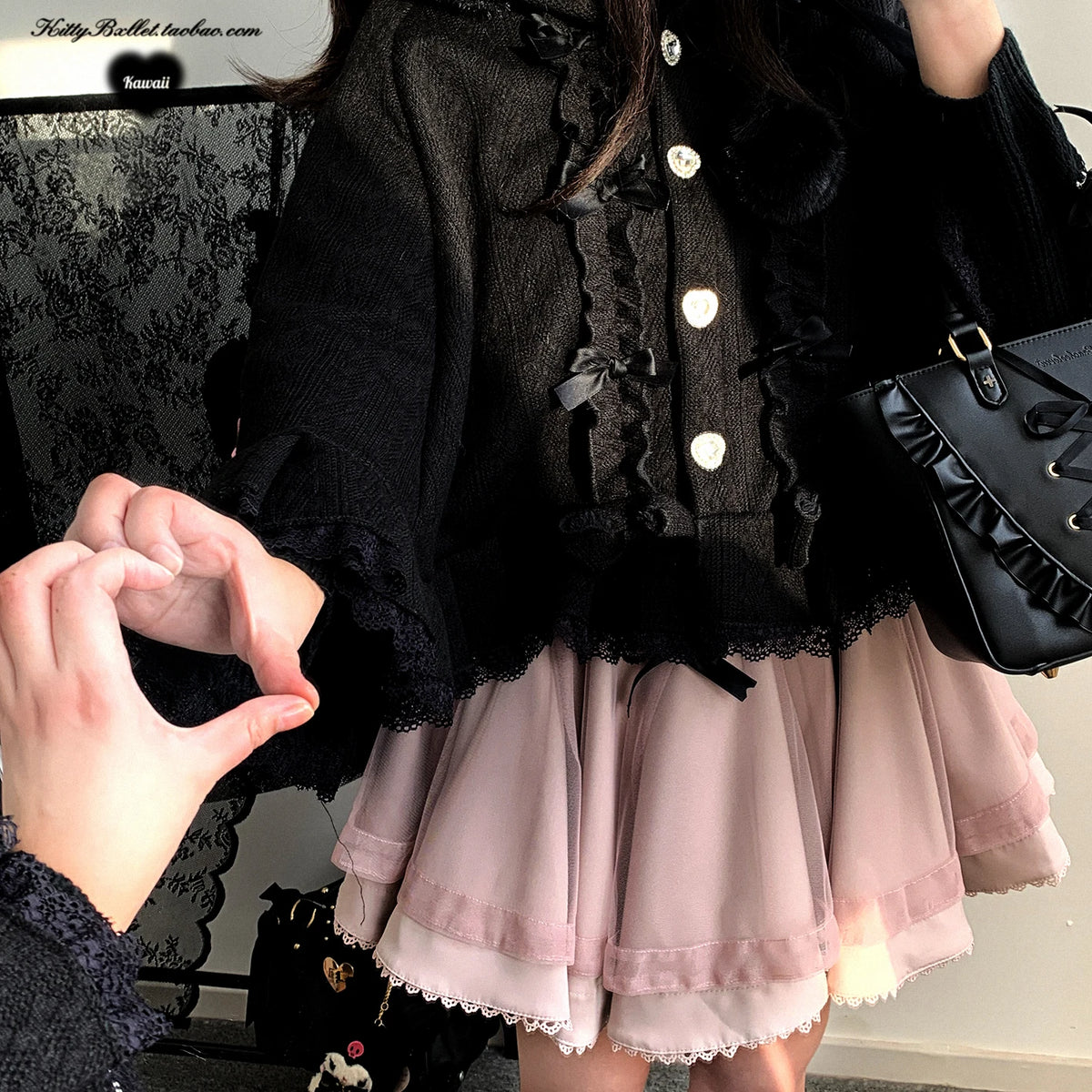 Hooded Bow Ruffle Cape for Layering over Outfits