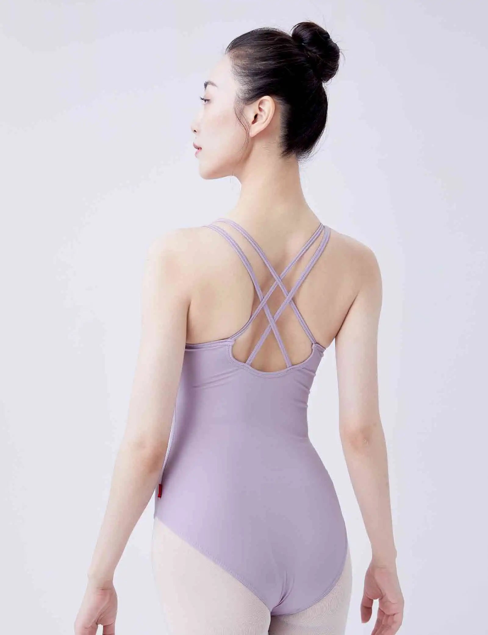 Women's Double Strap Ballet Leotard with Crossed Back and Camisole Neckline