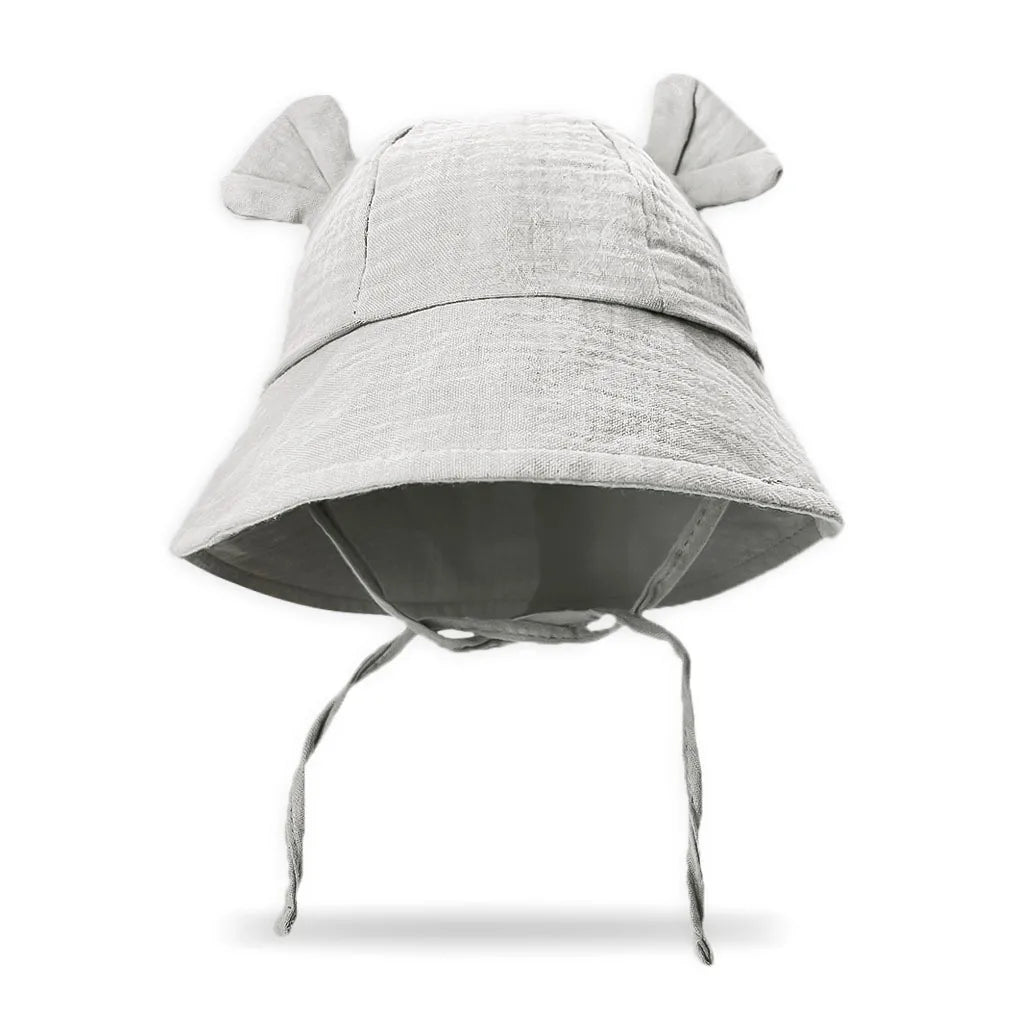 Children's Bucket Hat with Decorative Ears and Chin Ties