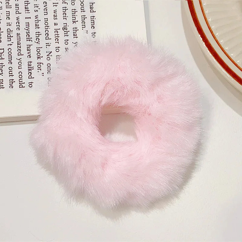 Fluffy Faux Fur Scrunchie Hair Band with Thick and Thin Options