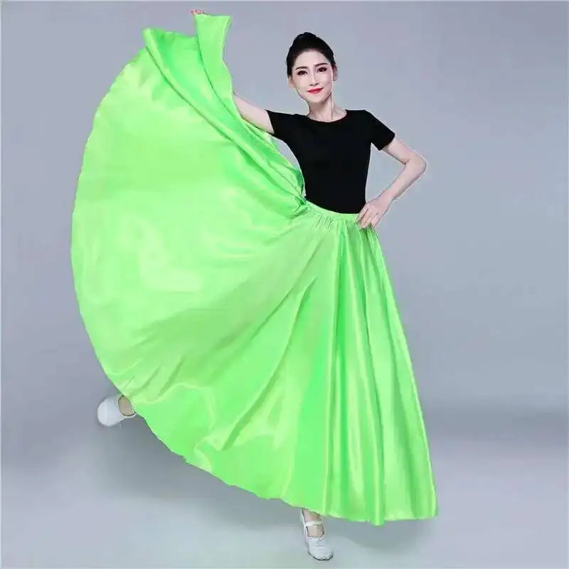 Women's Long Satin-Look Belly Dance Skirt with Separate Top Option