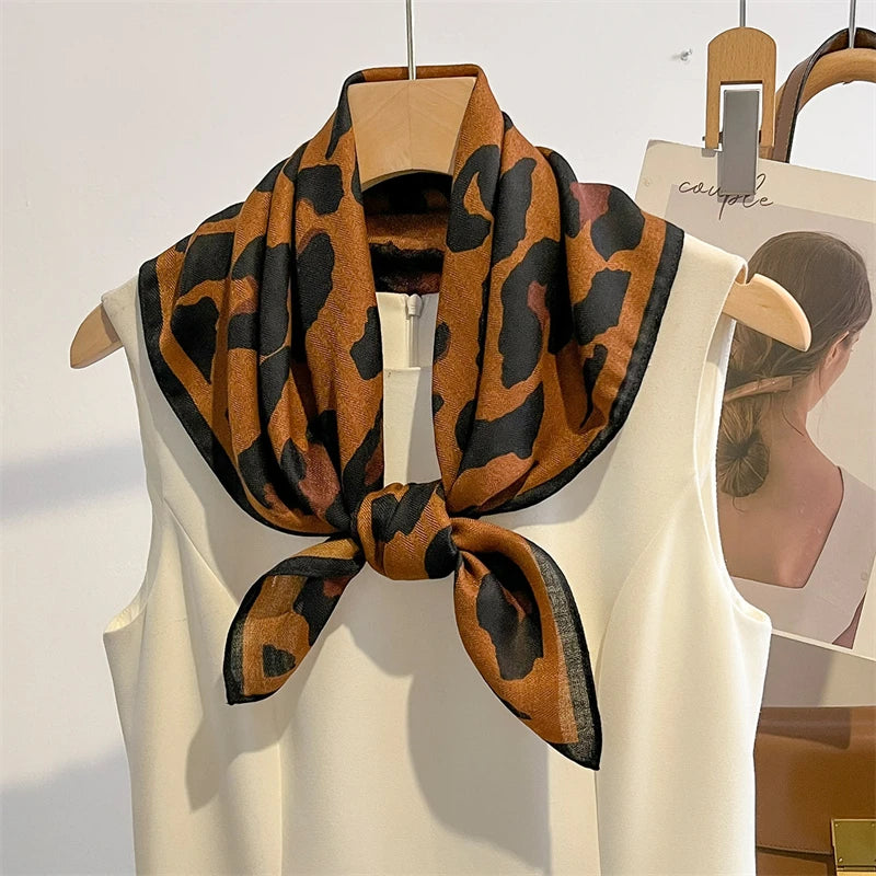 Printed Square Scarf with Polka Dot Pattern Options