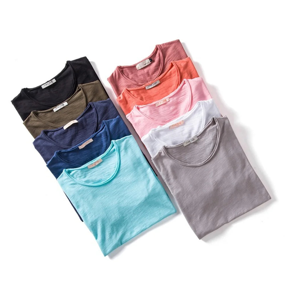 Men’s Cotton Knit Crew-Neck T-Shirt with Short Sleeves