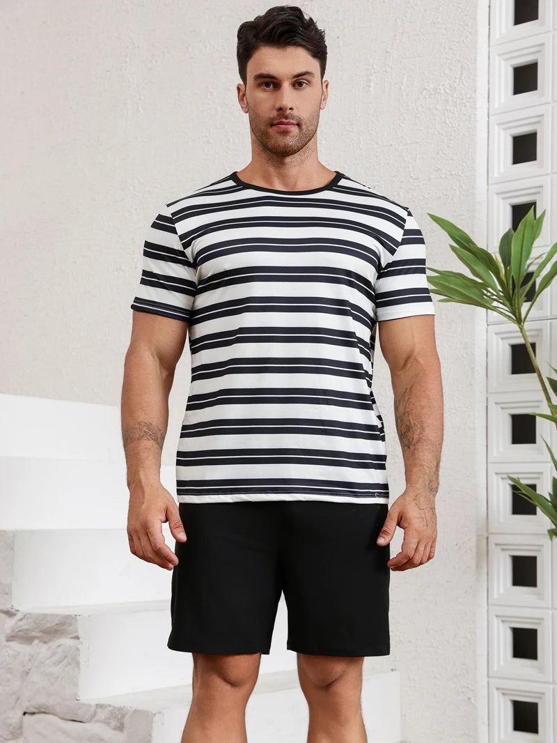 Men's Short Sleeve Pocket Top and Shorts Pajama Set