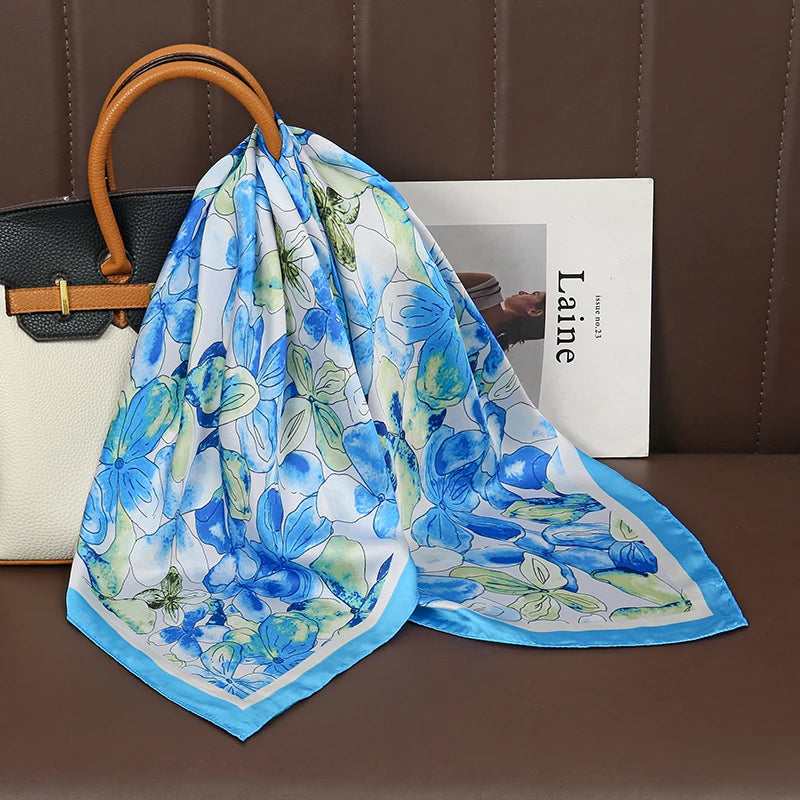 Printed Square Scarf with Floral and Graphic Pattern Options