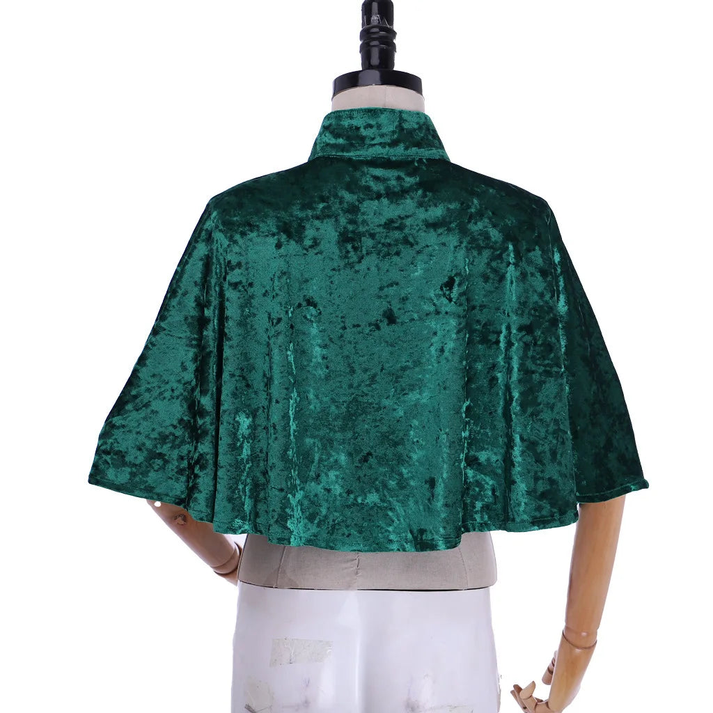 Stand Collar Velvet Ribbon Tie Cape for Layering over Outfits