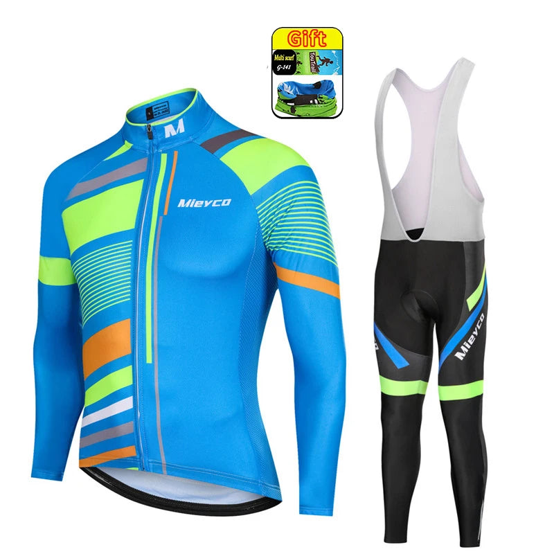 Men Autumn Long Sleeve Cycling Jersey Set MTB Mountain Bike Sportswear Slim Fit