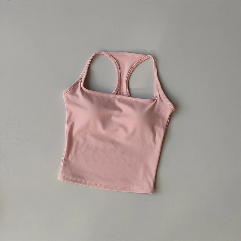 Women's Wide Strap Longline Sports Tank Top For Workout Outfits