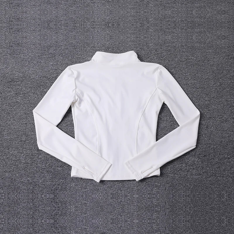 Women's Fitted Long Sleeve Zip Front Jacket for Layered Outfits
