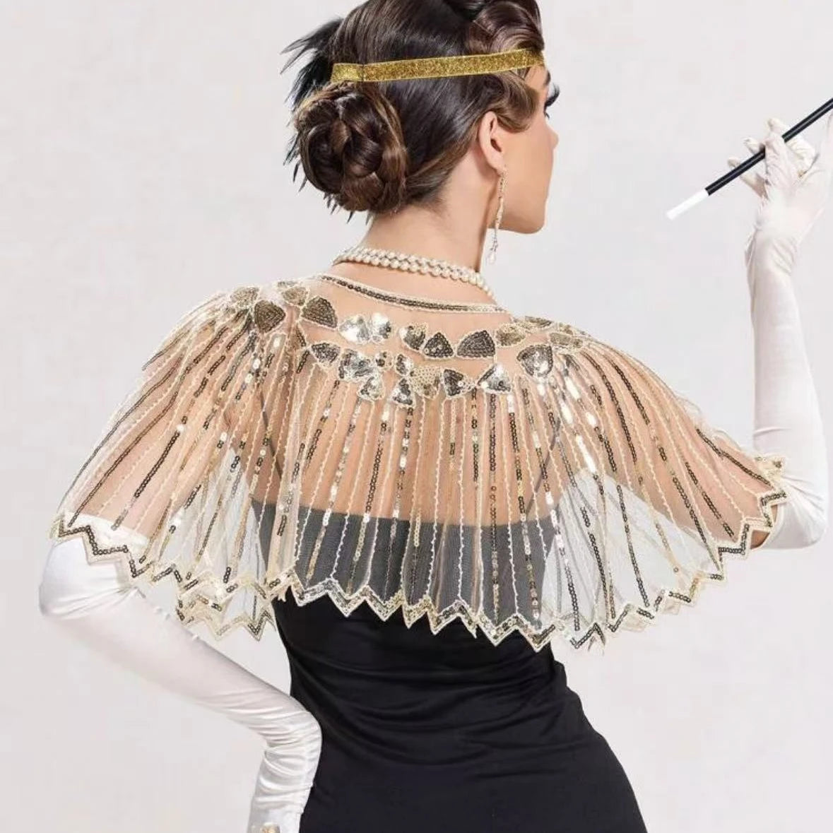 Sequined Fringe Capelet for Layering over Dresses and Tops