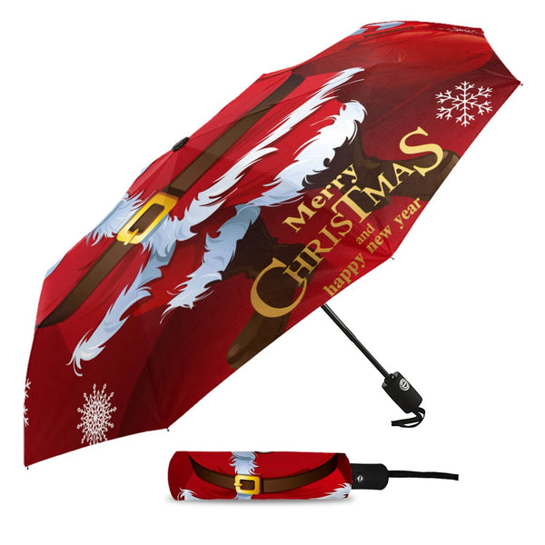 Christmas Santa Gift Automatic Umbrella for Rain and Sun Male Women Beach Parasol Print Folding Umbrella